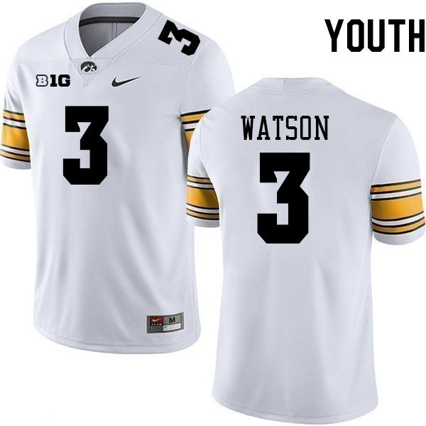 Youth #3 Jaylen Watson Iowa Hawkeyes College Football Jerseys Stitched-White